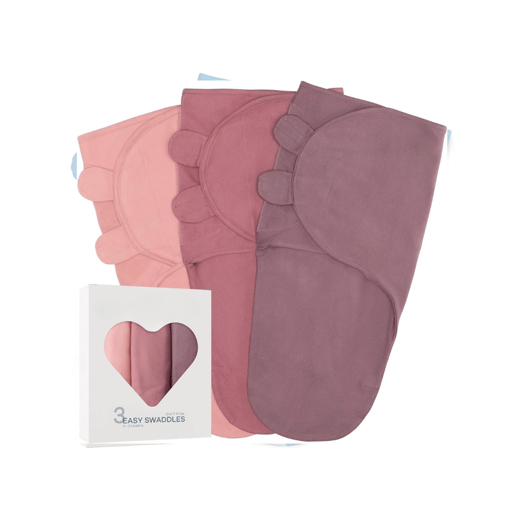 3-Pack Cotton Baby Swaddle Blankets with Velcro Closure, 0-6 Months