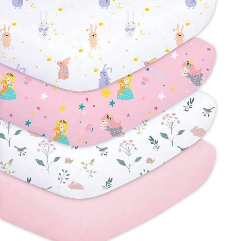 4 Pack Set Fitted Sheets for Standard Crib and Toddler Mattress
