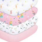4 Pack Set Fitted Sheets for Standard Crib and Toddler Mattress