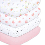 4 Pack Set Fitted Sheets for Standard Crib and Toddler Mattress
