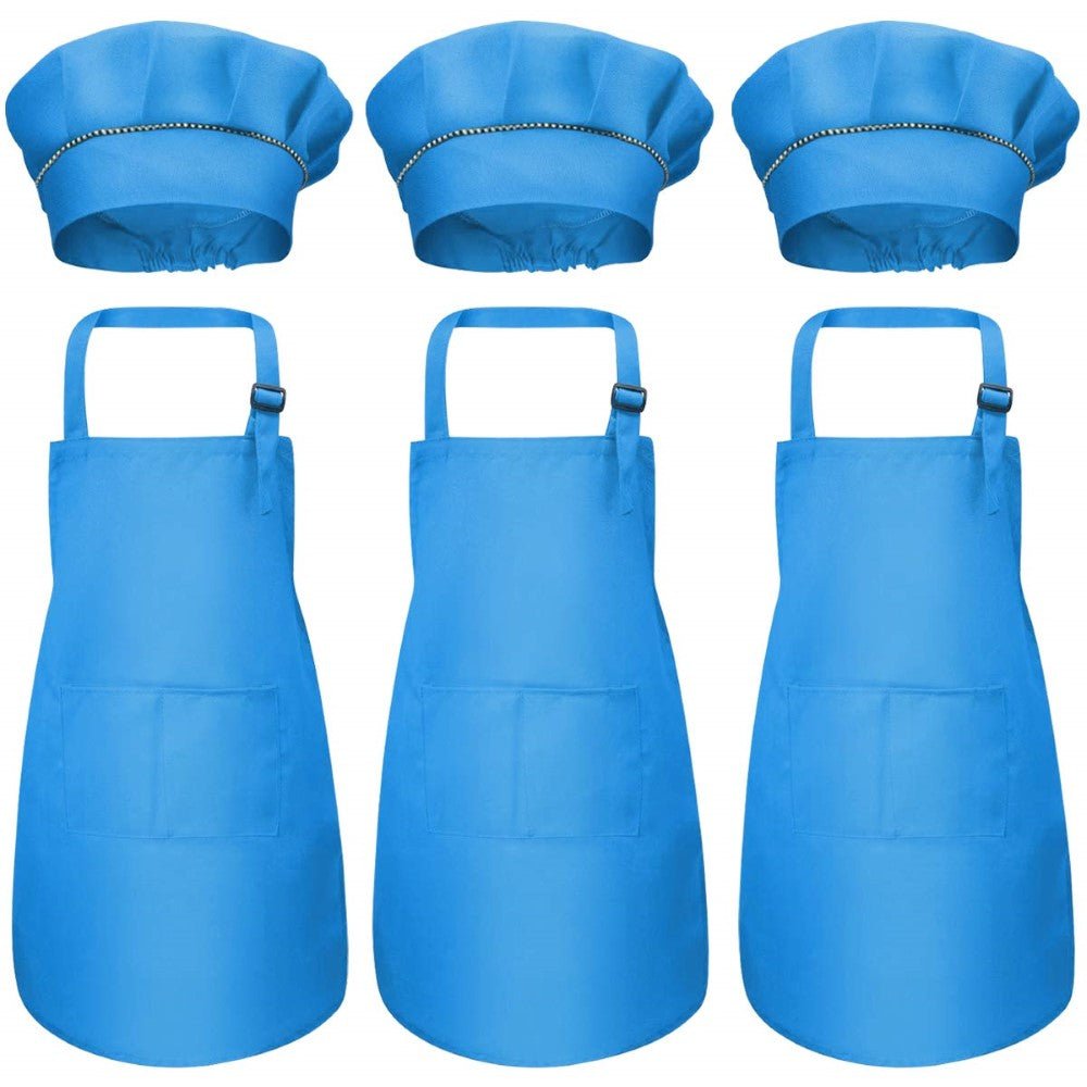 Adjustable Kids Chef Apron Set with Pockets 3 Pack Ages 3-6