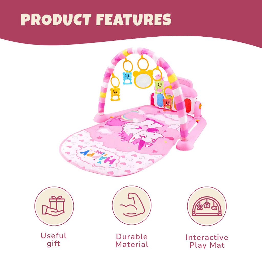 Baby Activity Gym with Kick Piano, Hanging Toys 0-36 Months Blue/Pink
