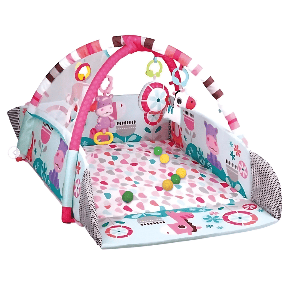 Baby Fitness Frame with Crawling Mat, Learning Play Gym with Soft Toys