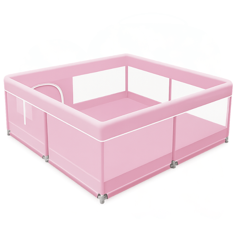 Baby Playpen 50–79 Inches with 360° Mesh, Zipper Door, Suction Feet