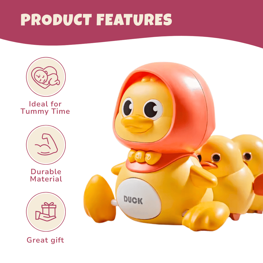Crawling Duck Toy Music, LED Night Light, Sounds - Magnetic Ducklings