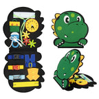 Dinosaur-Themed Sensory Busy Board with Gears, Zippers & Buttons