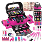 Kids Makeup Kit with Case, Washable Cosmetics, Brushes & Nail Set