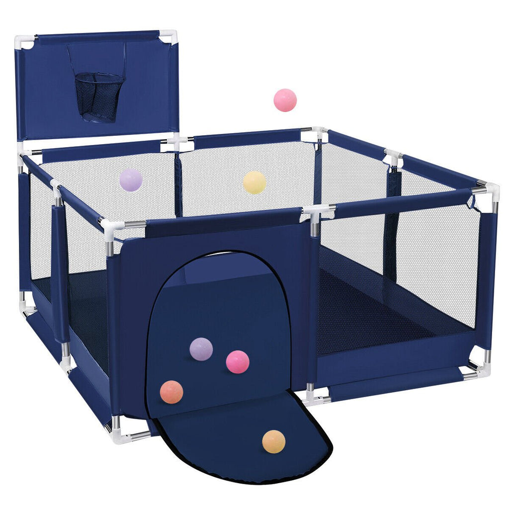 Large Baby Playpen 72x48in with Breathable Mesh and Barrier