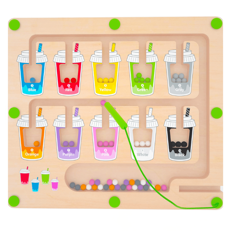 Montessori Magnetic Color & Number Maze Board, Ages 3–6