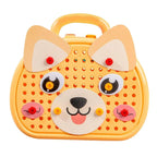 Montessori Toolbox Set with Drill, 204 Pieces in Bear & Dog Suitcase
