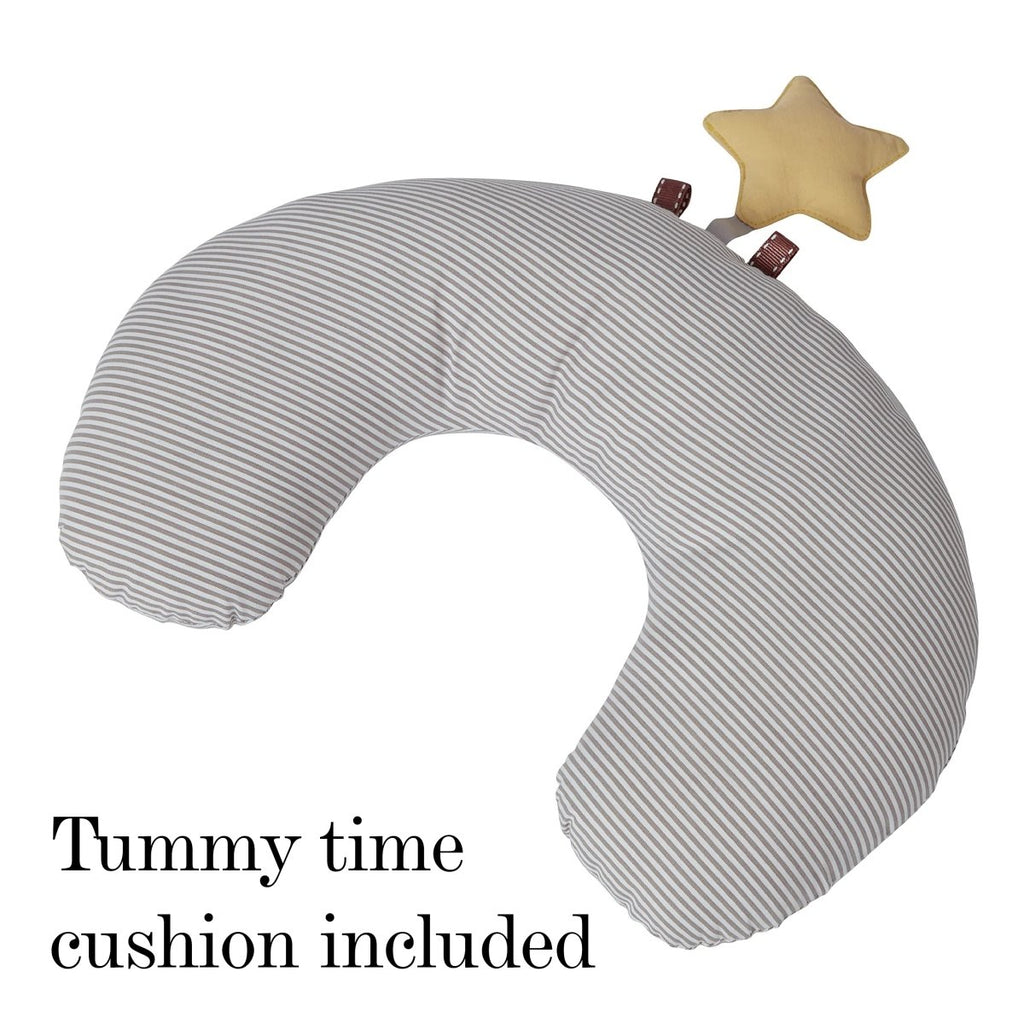 Organic Cotton Cozy Baby Playmat with Mirror, Tummy Pillow and 6 Toys