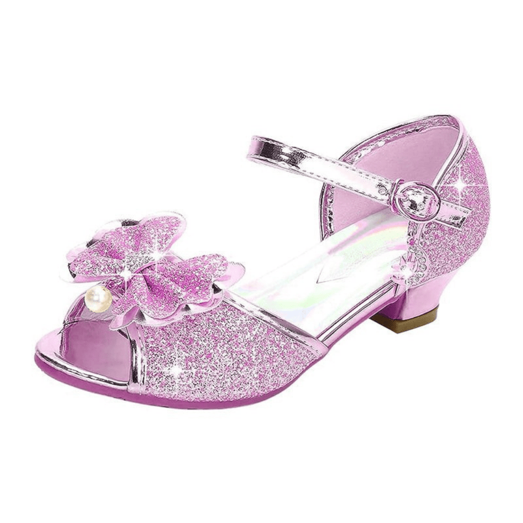 Princess Heeled Sandals for Girls - Glitter & Buckle Design