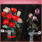 Rose Bouquet Building Kit, 841 PCS DIY Floral Display with Vase