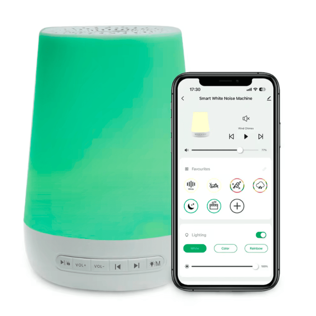 White Noise Machine 34 Sounds, App Control, Night Light, Wake-Up Timer