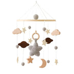 Wooden Baby Crib Mobile with Stars, Moon & Cloud Decorations