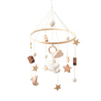 Wooden Baby Crib Mobile with Stars, Moon & Cloud Decorations